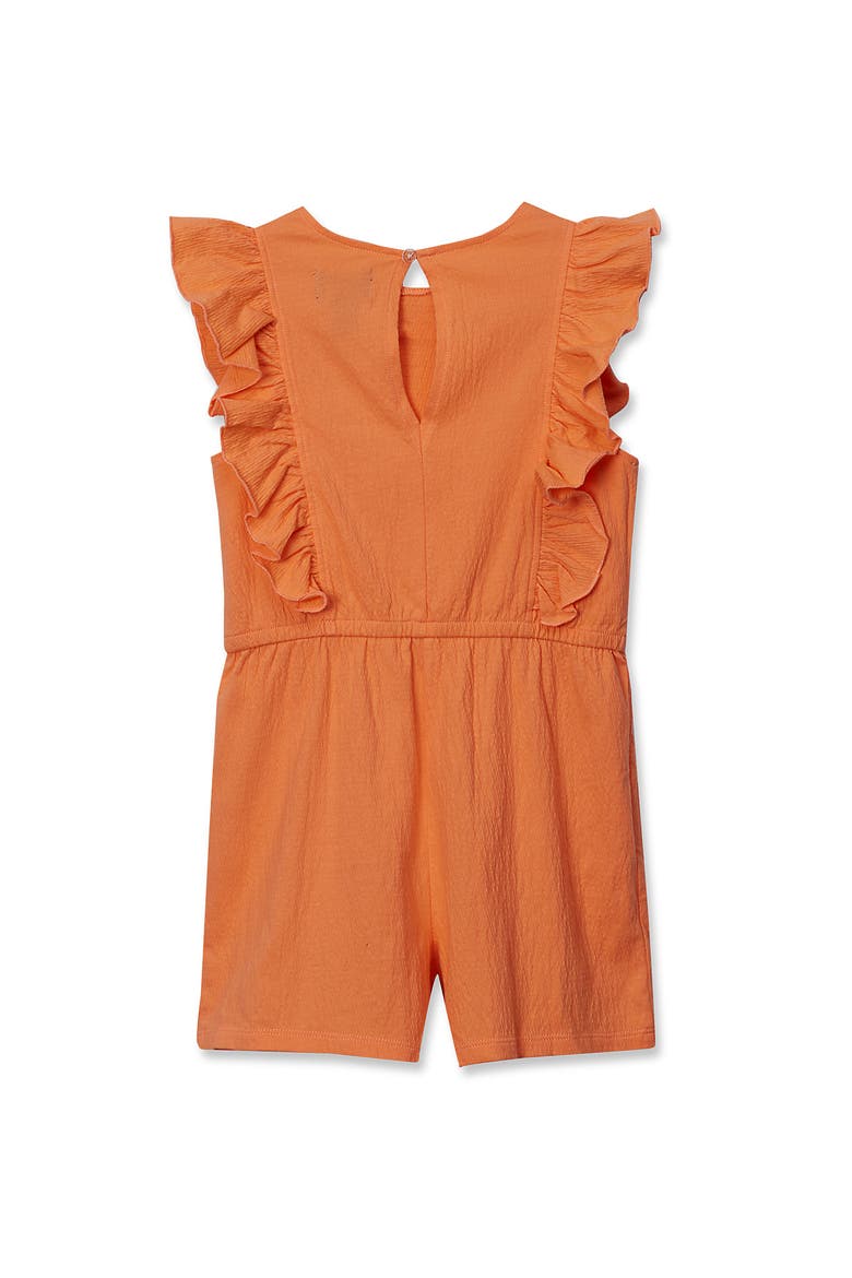 Girls Sleeveless Ruffle Knit Romper, Alternate, color, Cantaloupe