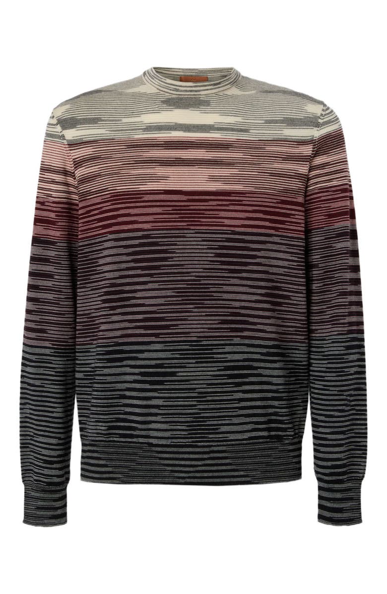 Missoni Crew Neck Sweater In Pure Flame Wool, Alternate, color, Beige & Burgundy