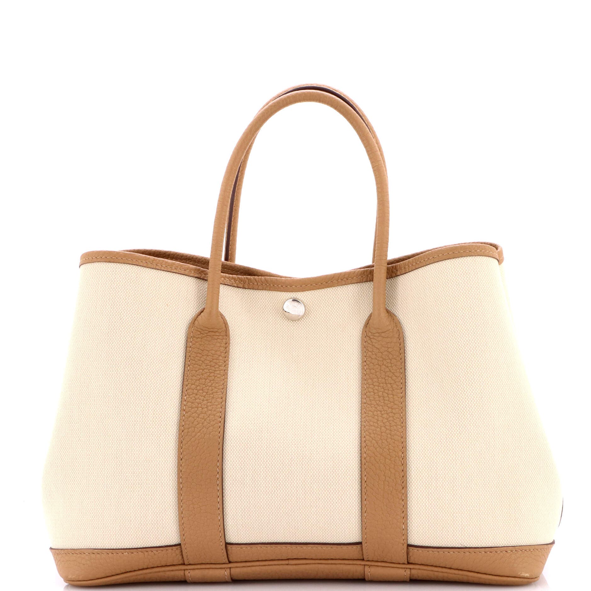 Pre-Owned Hermes Garden Party Tote Toile and Leather 30, Main, color, Beige
