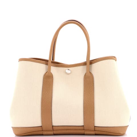 Garden Party Tote Toile and Leather 30