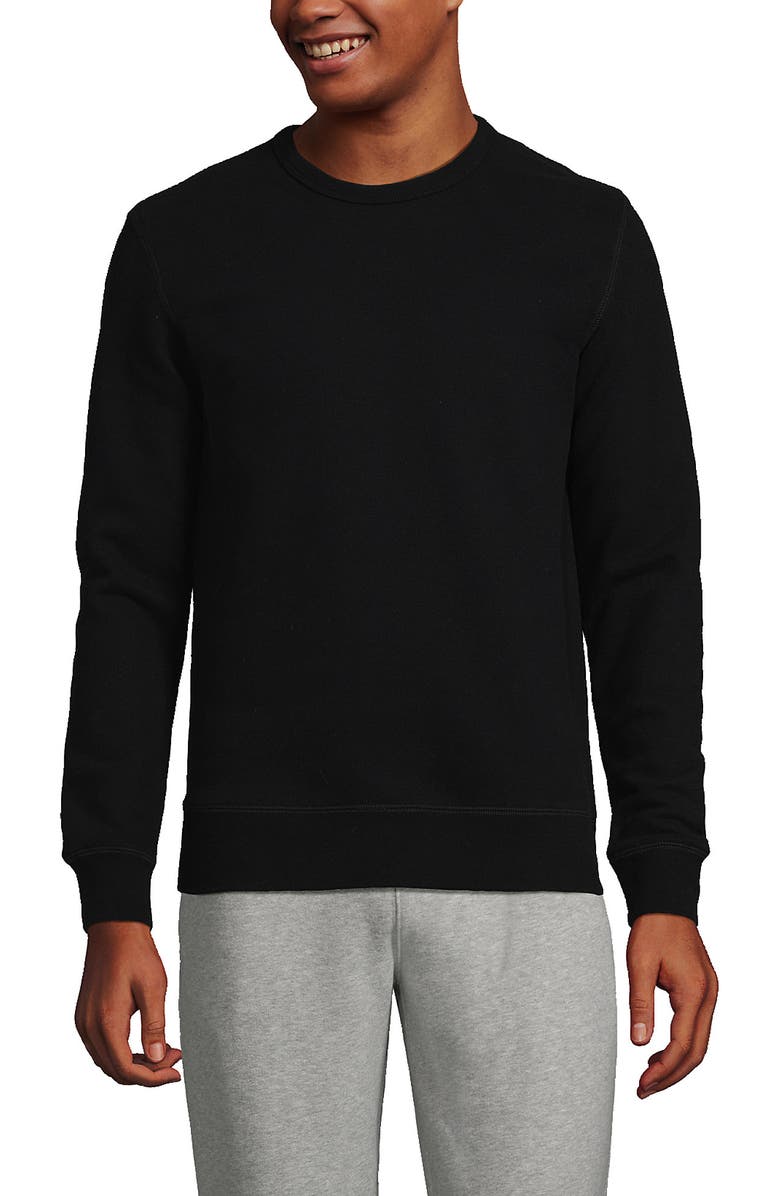 Lands' End Long Sleeve Serious Sweats Crewneck Sweatshirt, Main, color, Black