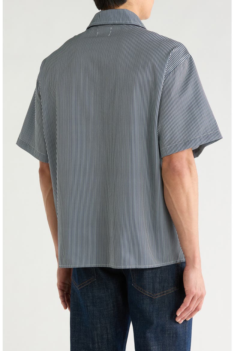 Journey Water Resistant Short Sleeve Half Zip Popover Shirt, Alternate, color, NAVY/ WHITE STRIPE