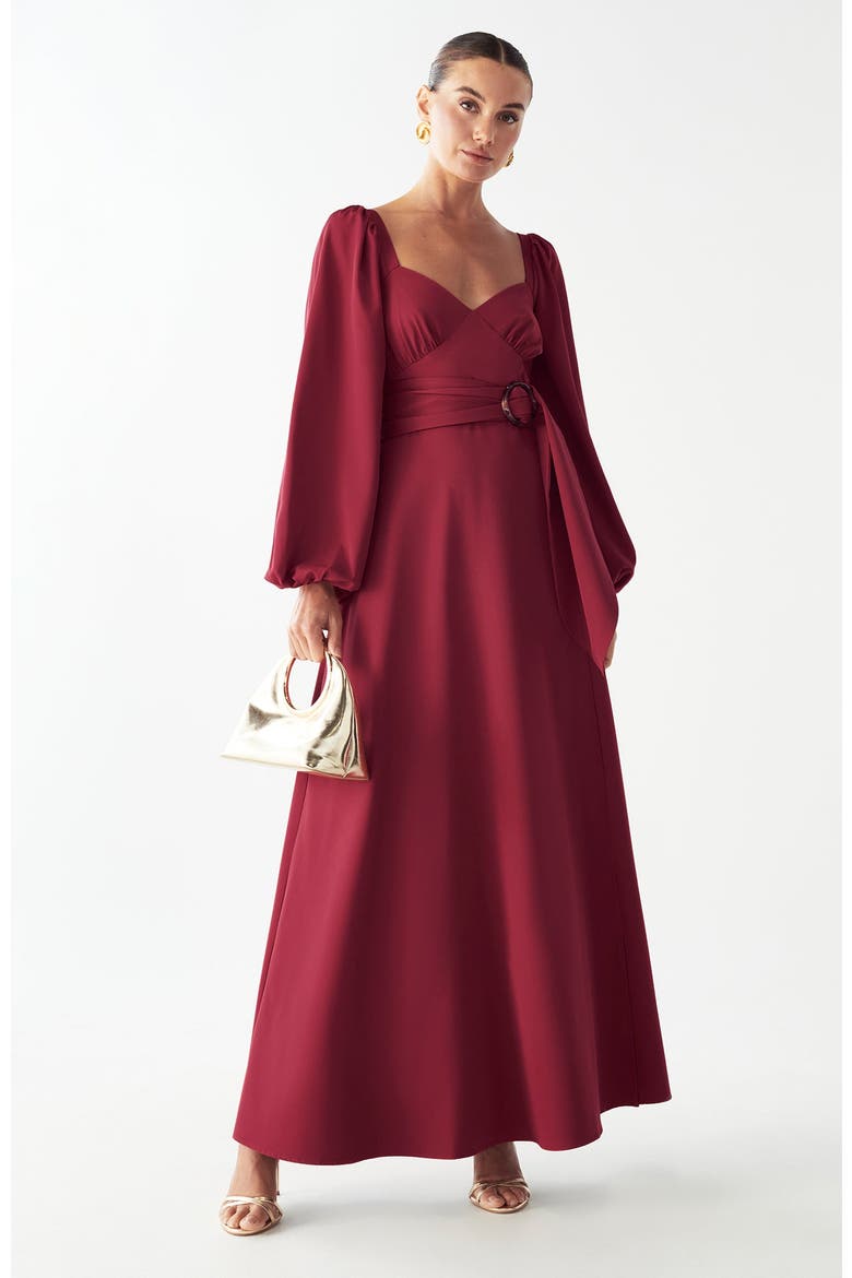 Knoll Midi Dress, Alternate, color, Sangria