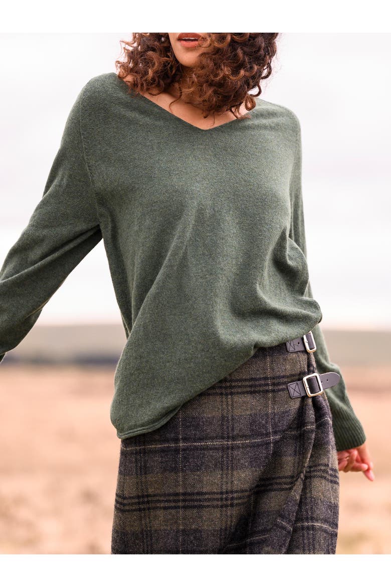 Geelong Wool Slouch V-Neck Sweater, Alternate, color, MOSS