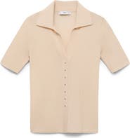 MANGO Fine Knit Sweater with Shirt Collar