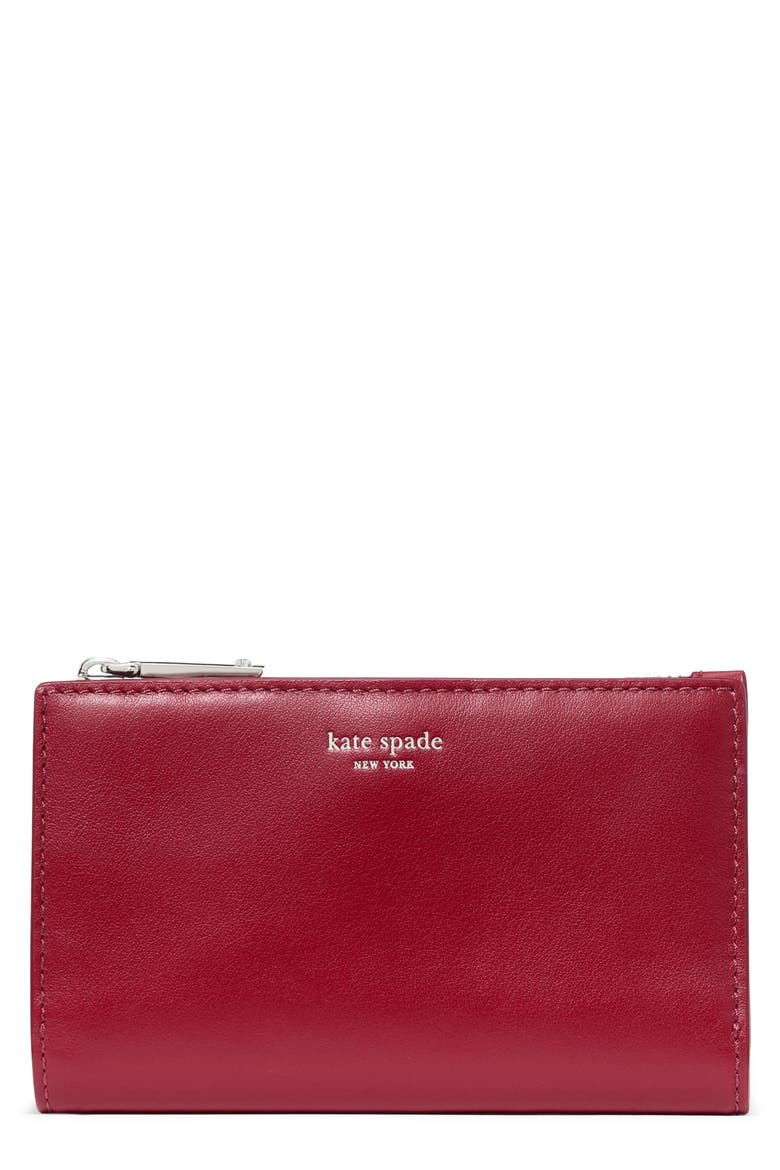 Devin Smooth Leather Wallet, Main, color, RED JAM