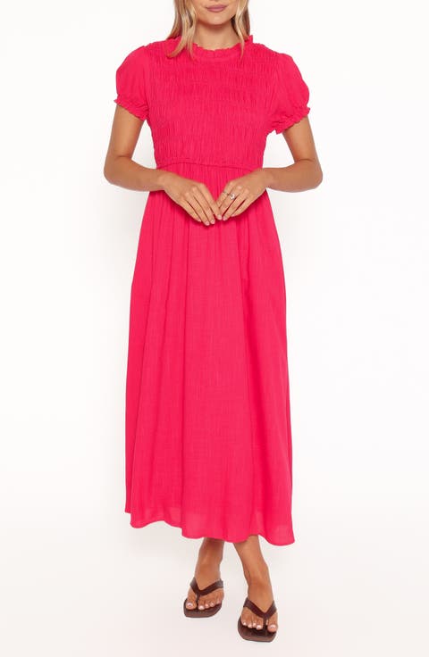 Darla Smocked Puff Sleeve Midi Dress