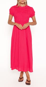 Petal & Pup Darla Smocked Puff Sleeve Midi Dress