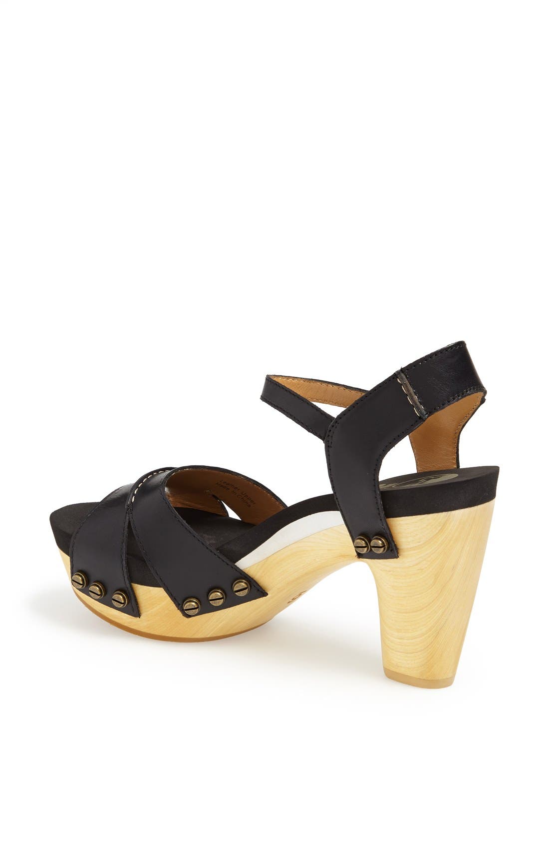 'Florence' Sandal, Alternate, color, BLACK LEATHER