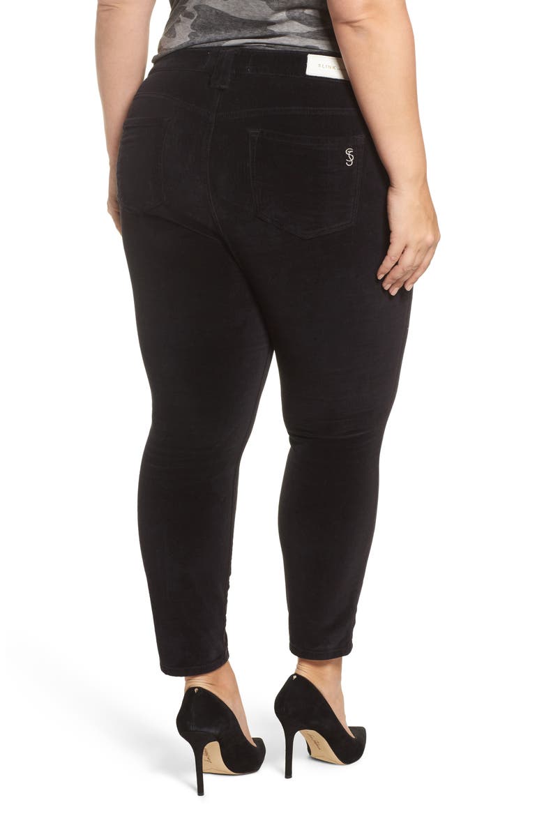 Velvet Skinny Ankle Jeans, Alternate, color, BLACK