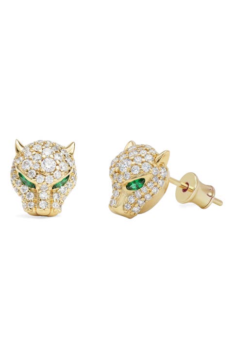 Jaguar Pavé Stud Earrings