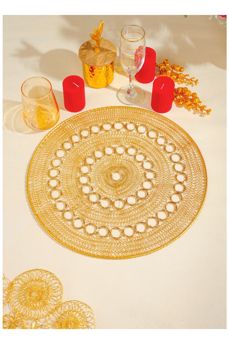 Celestial Rings Metal Placemat, Alternate, color, GOLD