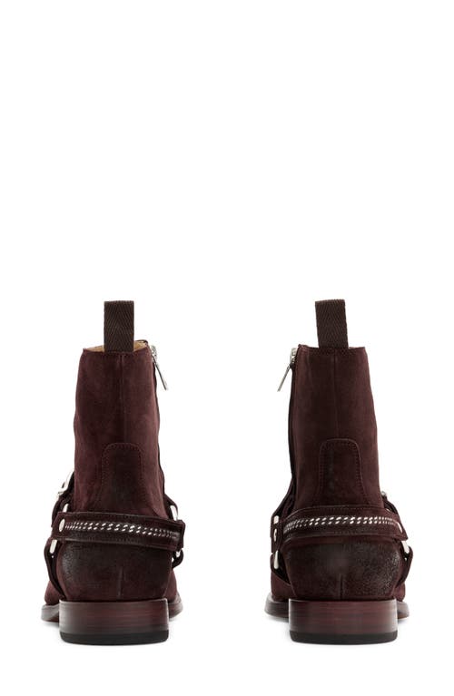 John Varvatos Regent Harness Chain Zip Boot In Burgundy