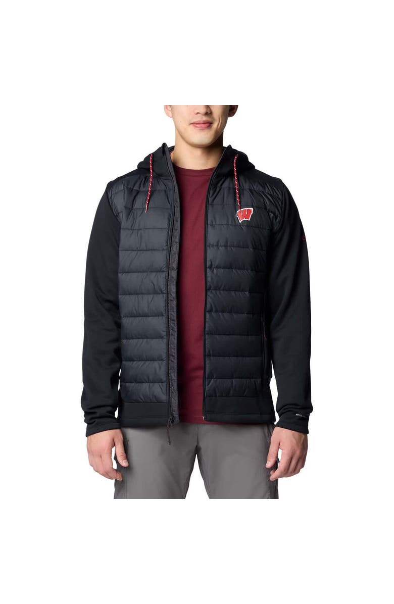 Columbia Men's Columbia  Black Wisconsin Badgers Out-Shield Hybrid Full-Zip Hoodie Jacket, Alternate, color, Black