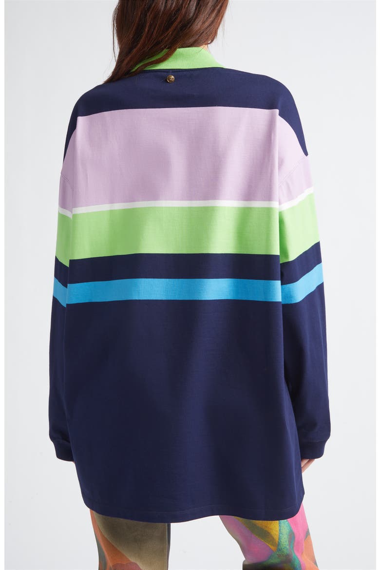 Stripe Cotton Jersey Polo, Alternate, color, BRIGHT PINK GREEN BLUE