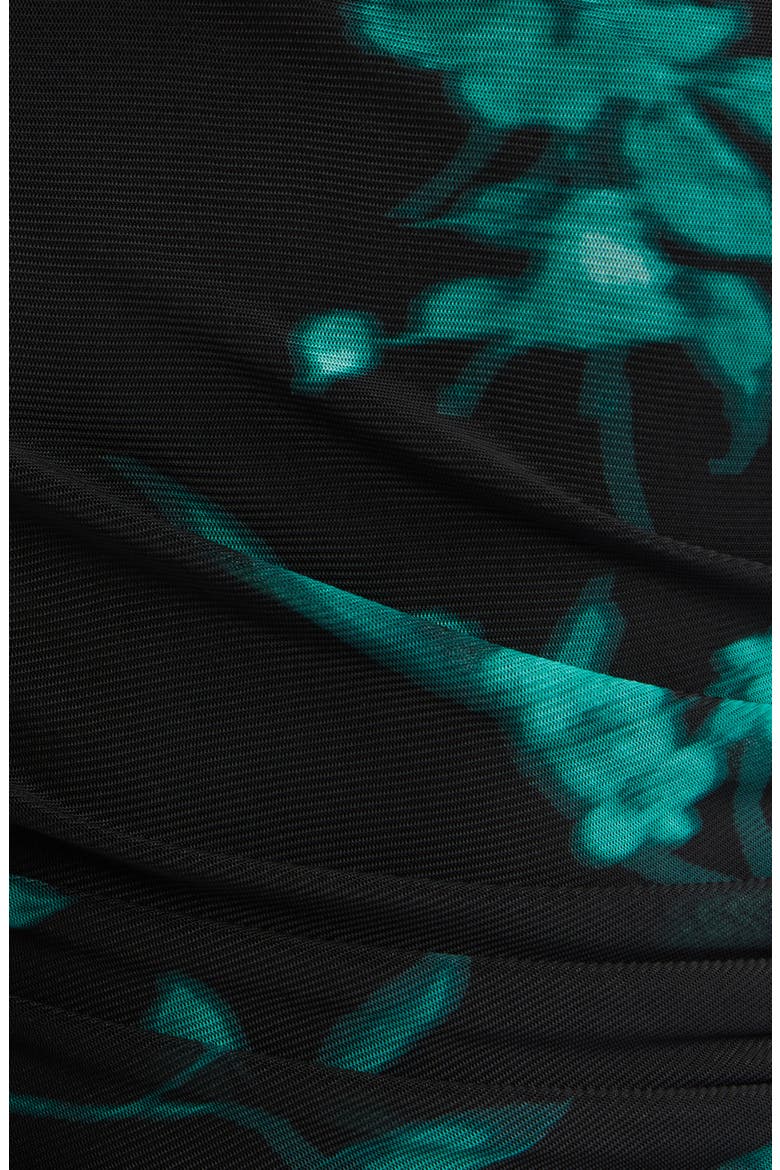Floral Print Mesh Midi Dress, Alternate, color, DEEP JADE MULTI