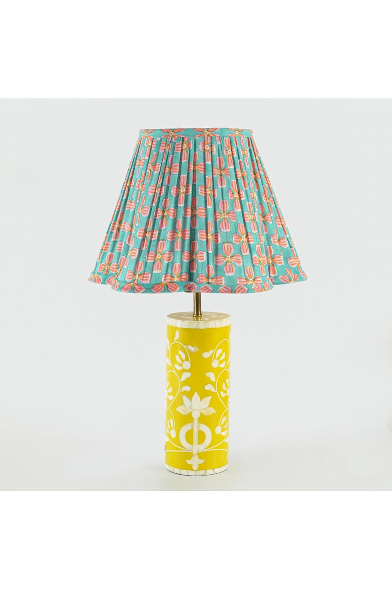 Floral Vines Inlay Yellow Table Lamp, Alternate, color, Yellow