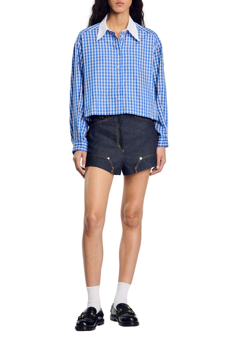 Short checked shirt, Alternate, color, Royal blue