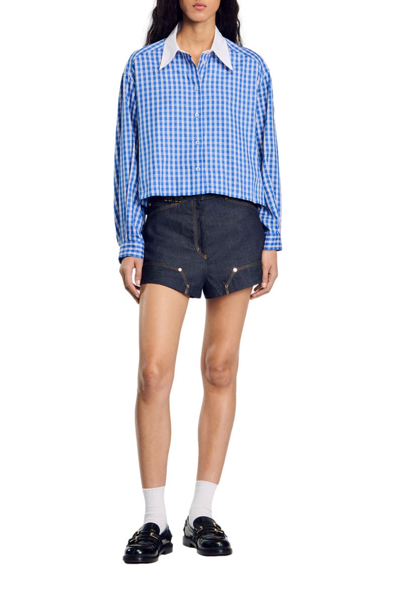 SANDRO Short checked shirt, Alternate, color, 
