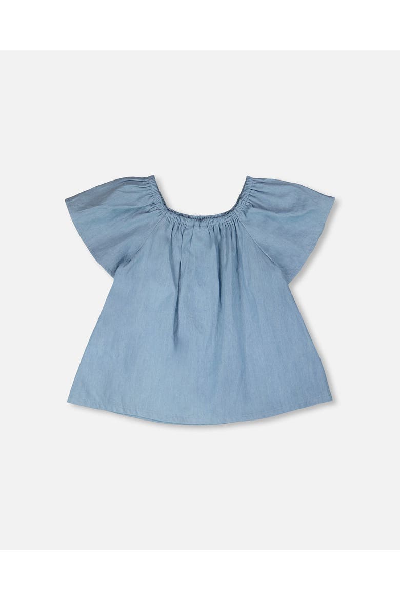 Short Sleeve Chambray Top, Alternate, color, Blue Chambray