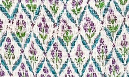 Alicia Bell Odette Smocked Cotton & Silk Cover-up Maxi Dress In Turquiose Purple Diamond