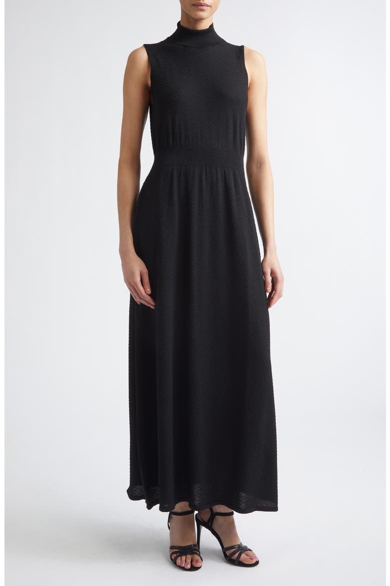 Funnel Neck Sleeveless Knit Maxi Dress, Alternate, color, 22 BLACK