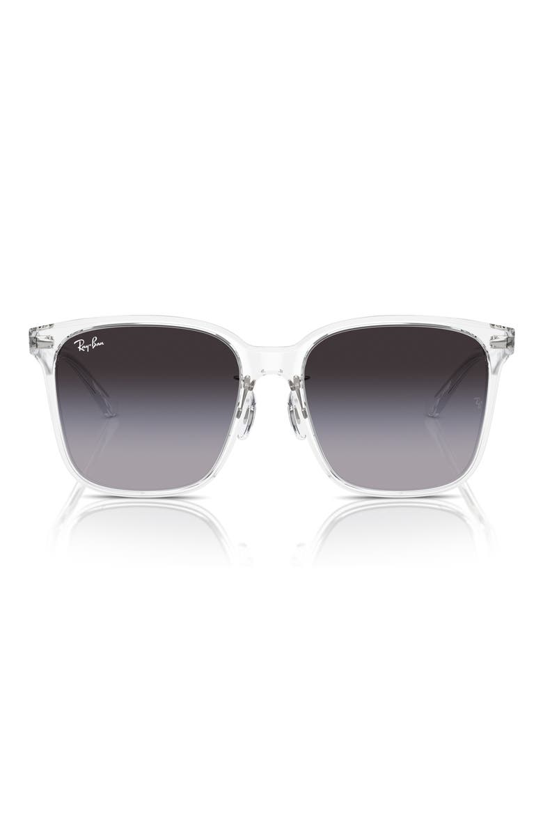57mm Gradient Square Sunglassers, Main, color, CLEAR