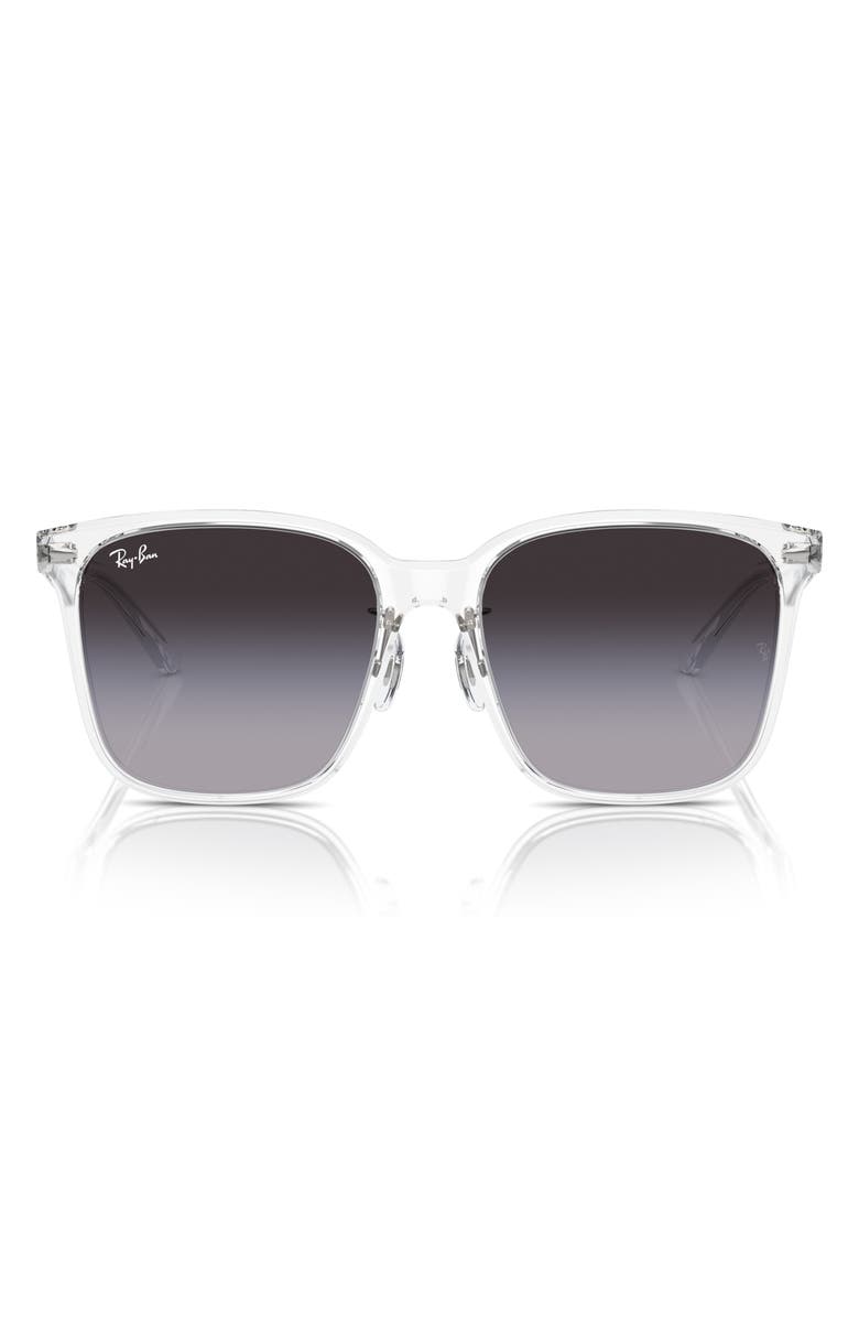Ray-Ban 57mm Gradient Square Sunglassers, Main, color, Clear