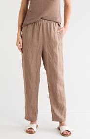 Eileen Fisher High Waist Organic Linen Ankle Pants
