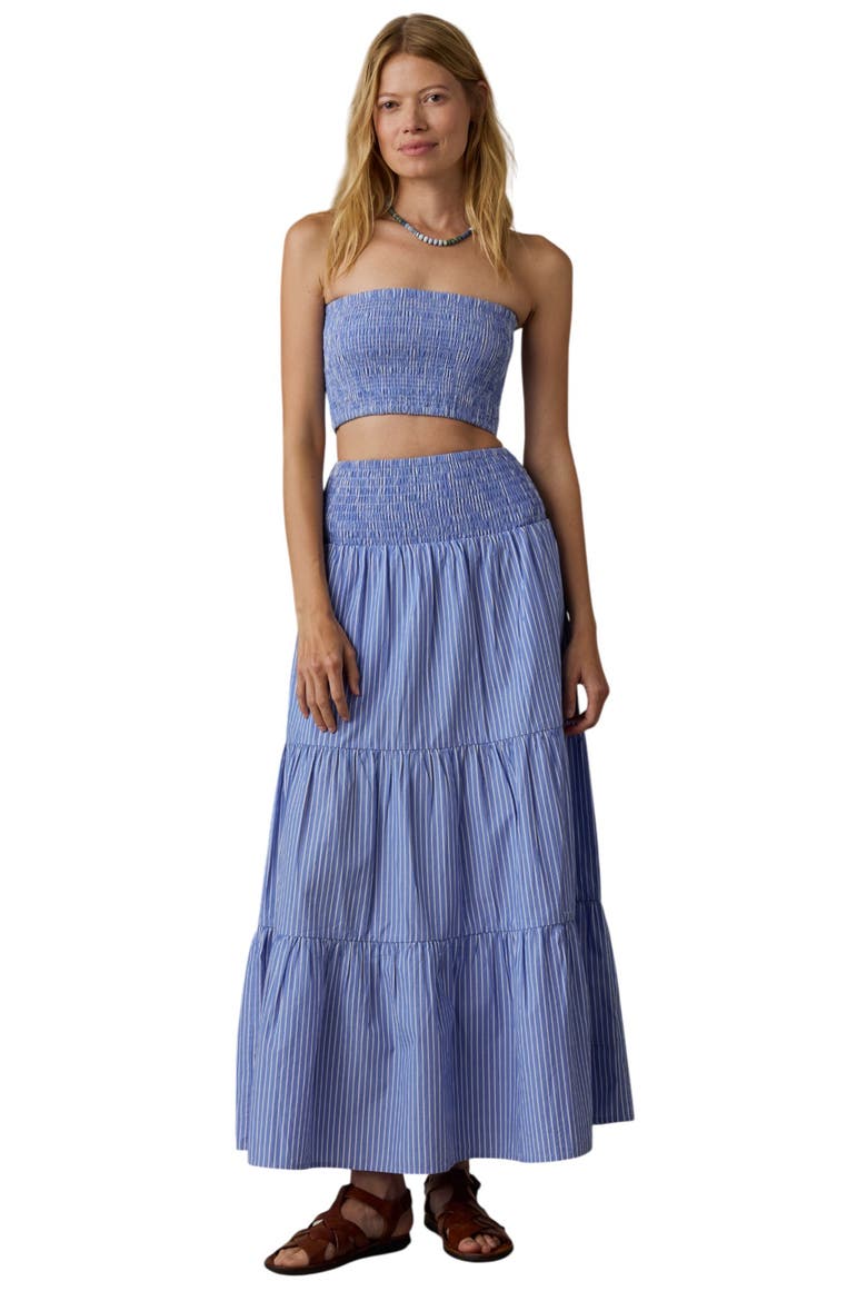Coastal Organic Cotton Poplin Smocked Strapless Top, Alternate, color, DEEPWATER STRIPE