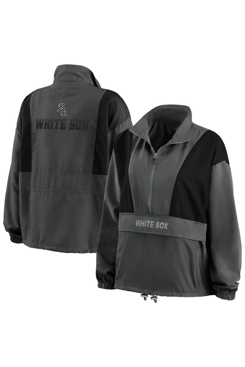 Women's WEAR by Erin Andrews Charcoal Chicago White Sox Packable Half-Zip Jacket, Main, color, Charcoal