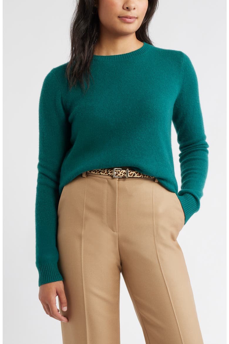 Cashmere Crewneck Sweater, Main, color, GREEN PINECONE
