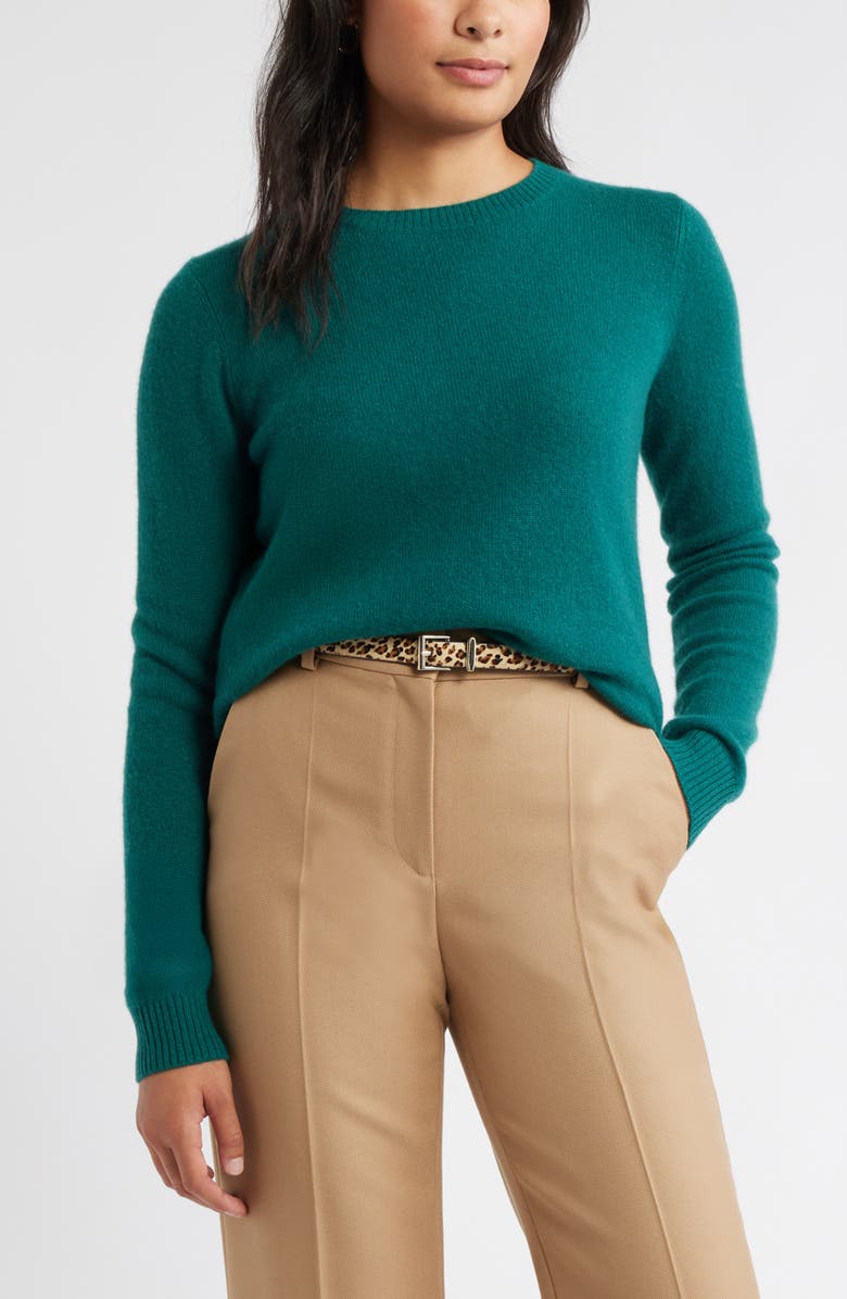 Caslon<sup>®</sup> Cashmere Crewneck Sweater, Main, color, Green Pinecone