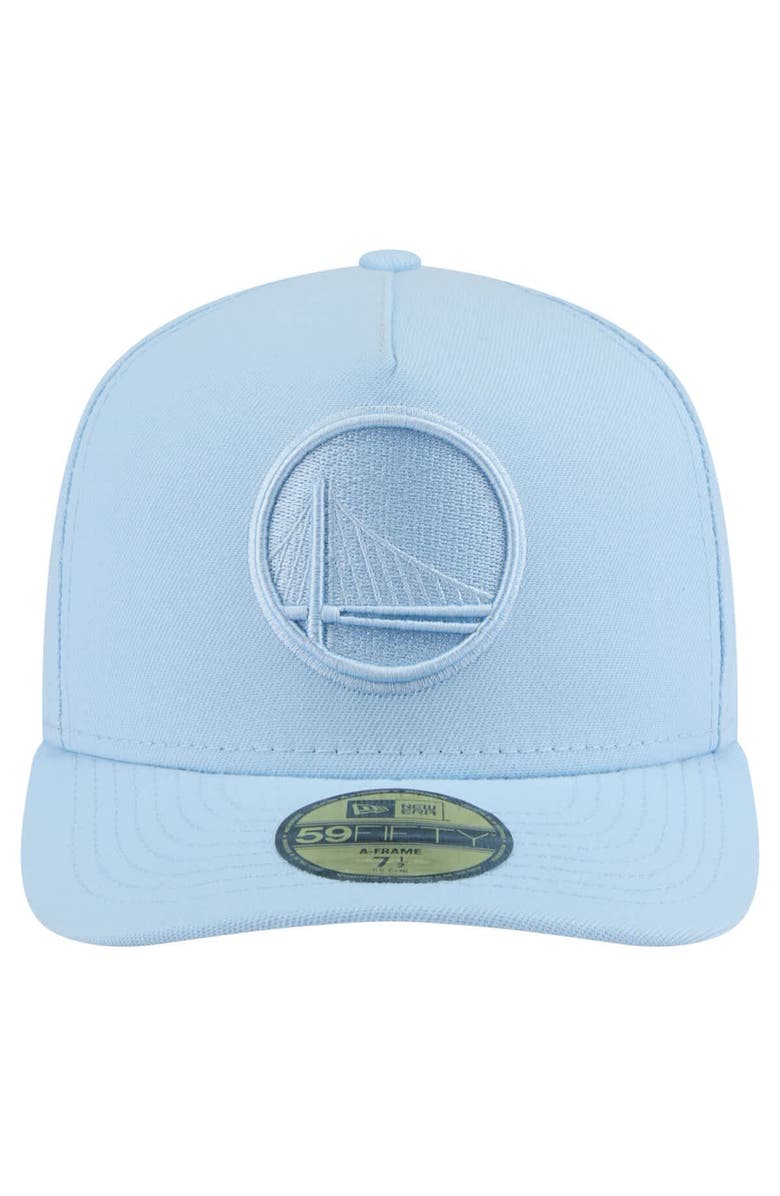 New Era Men's New Era Light Blue Golden State Warriors Colorpack A-Frame Pinch Front 59FIFTY Fitted Hat, Alternate, color,