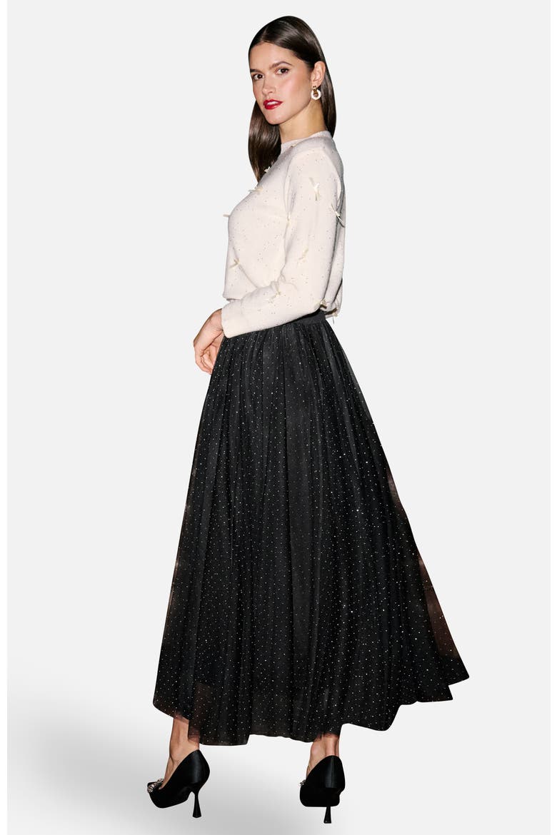 Diamonte Tulle Maxi Skirt, Alternate, color, Black