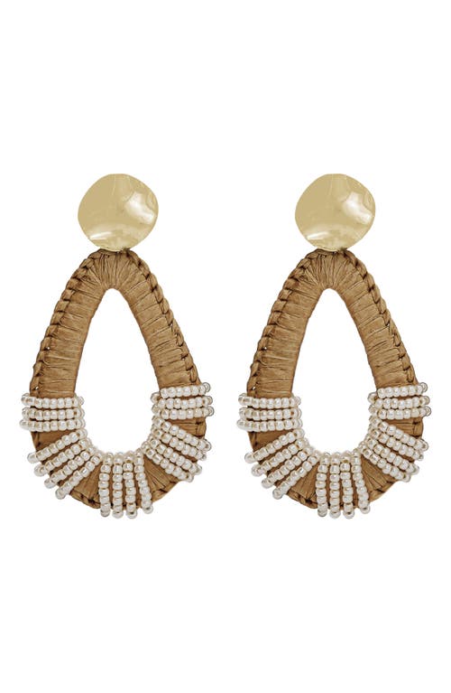 Panacea Beaded Crochet Teardrop Earrings. in Ivory 