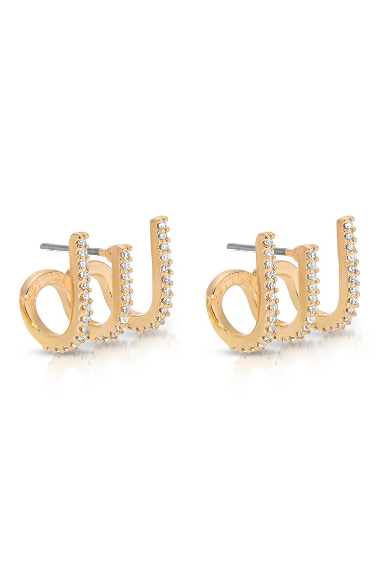 Crystal Ear Wrap Stud Earrings, Alternate, color, GOLD