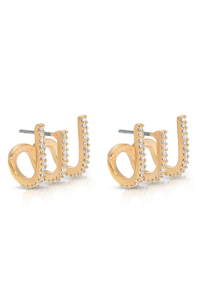 Ettika Crystal Ear Wrap Stud Earrings, Alternate, color, Gold