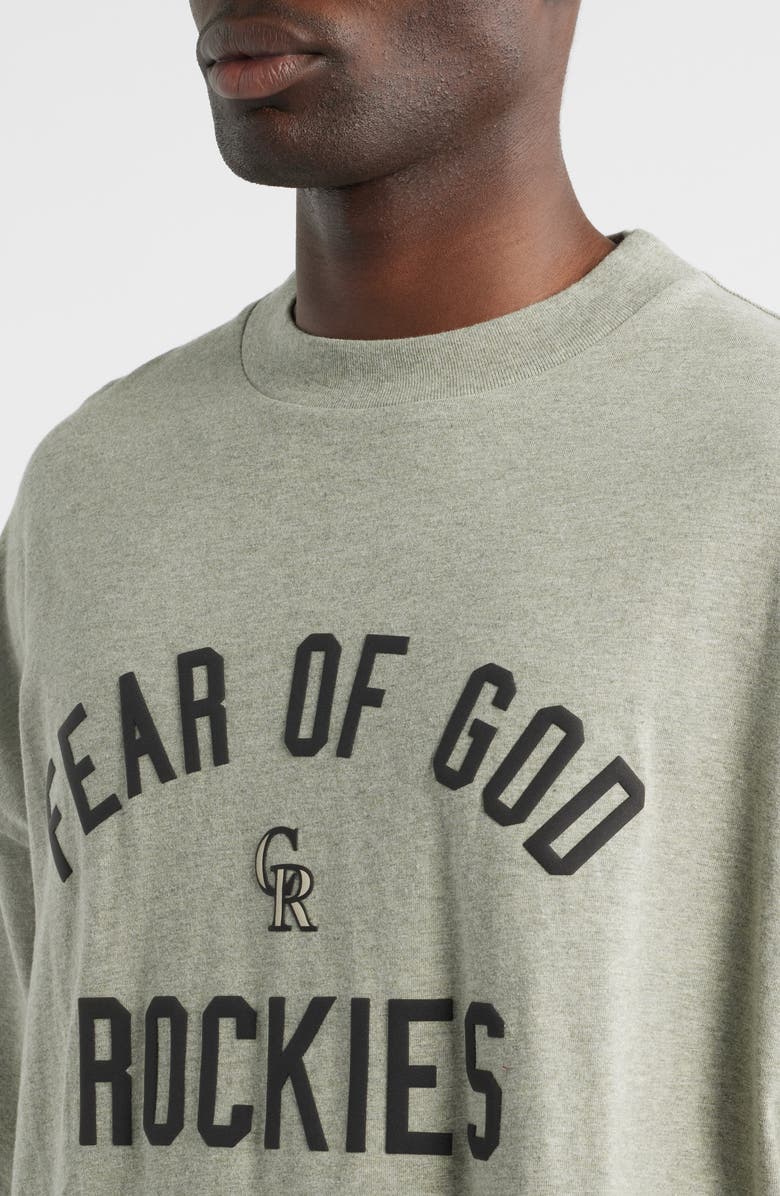 Fear of God Essentials MLB Rockies '90s Fit Cotton Graphic T-Shirt, Alternate, color, Warm Heather