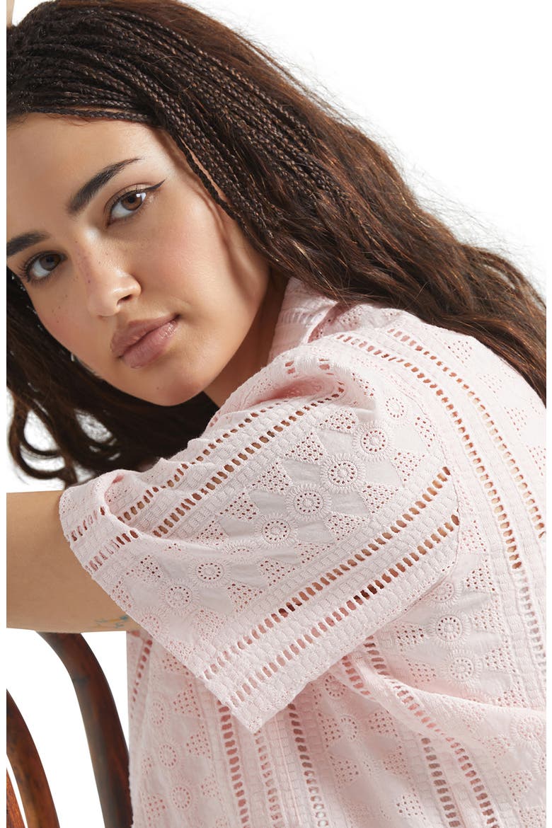 Paradise Mixed Stitch Camp Shirt, Alternate, color, CHALK PINK
