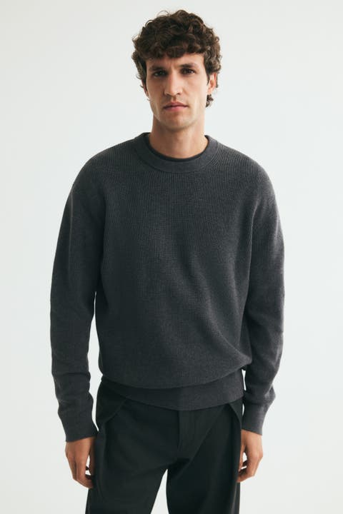 Regular-Fit Rib-Knit Cotton Sweater