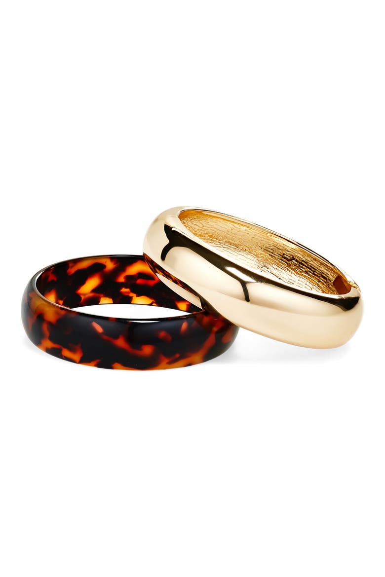 Set of 2 Bangle Bracelets, Main, color, GOLD/ TORTOISE