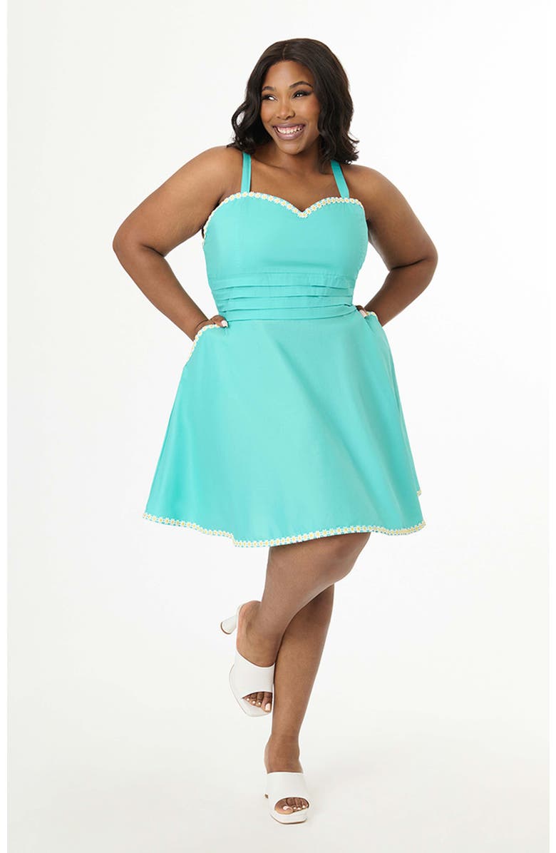 Unique Vintage Plus Size 1950s Sleeveless Cotton Flare Dress, Main, color, Seafoam Green