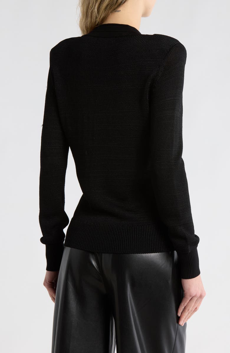 JASON WU Varsity V-Neck Sweater, Alternate, color, Black/ Black