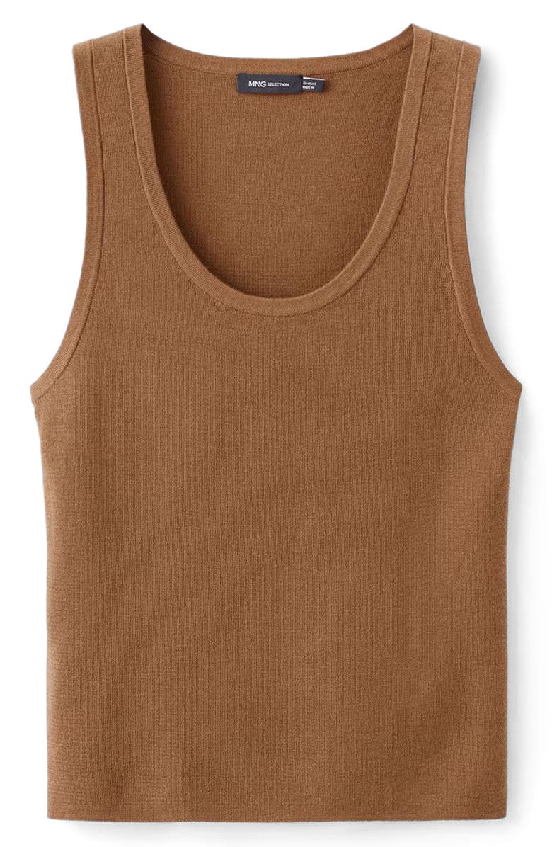 MANGO Wool & Cotton Sweater Tank, Alternate, color, Tobacco Brown