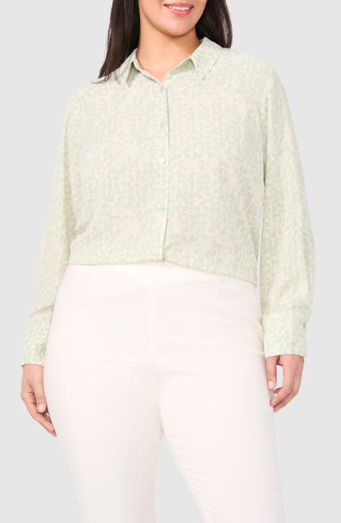 Print Button-Up Shirt (Plus)