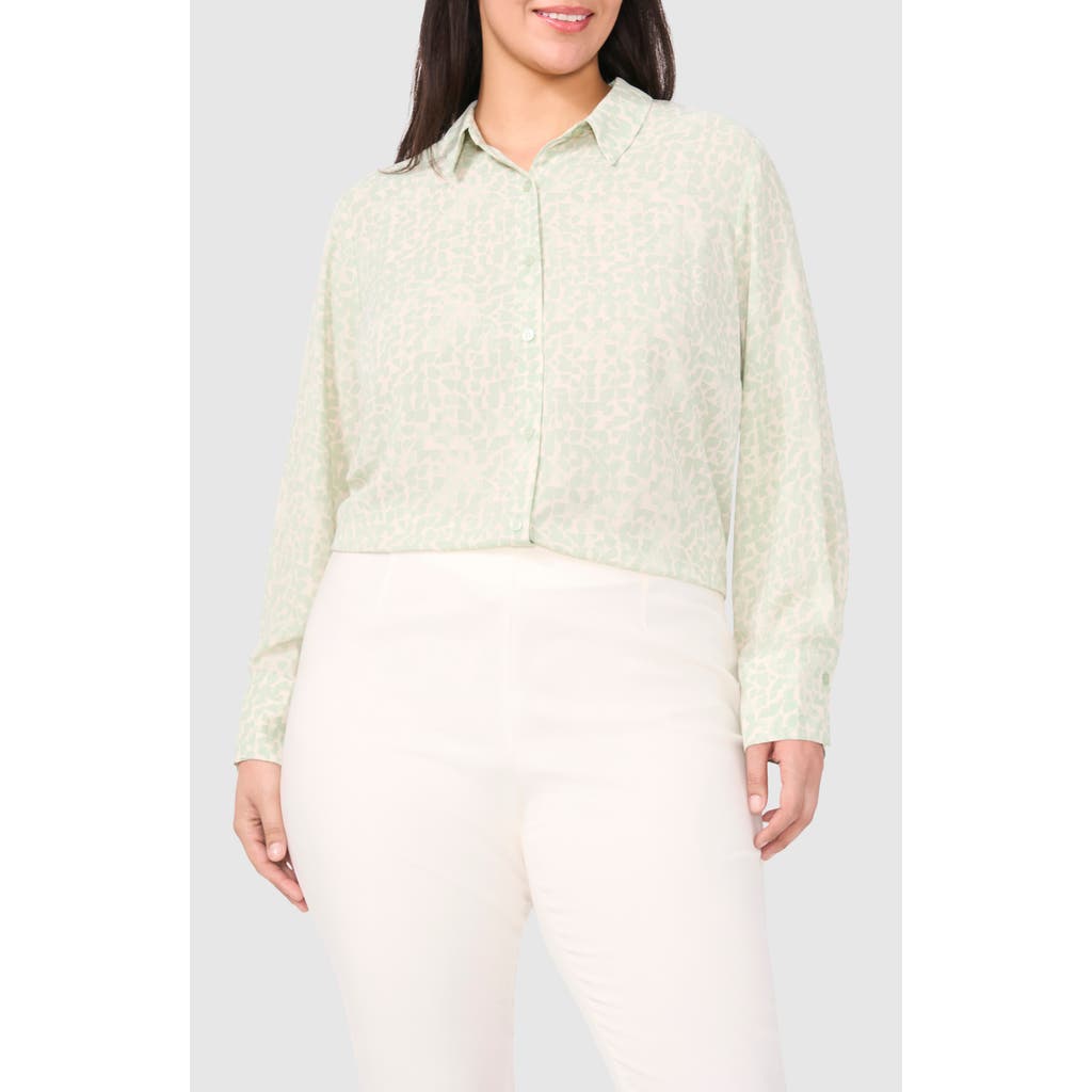 Halogenr Halogen(r) Print Button-up Shirt In Mint Creme