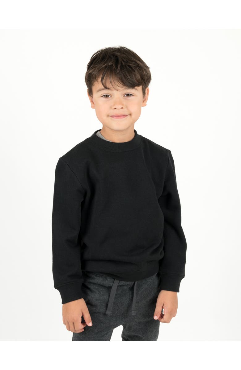 Leveret Kids Pullover Sweatshirt, Long Sleeve, Solid Colors, Alternate, color, Black