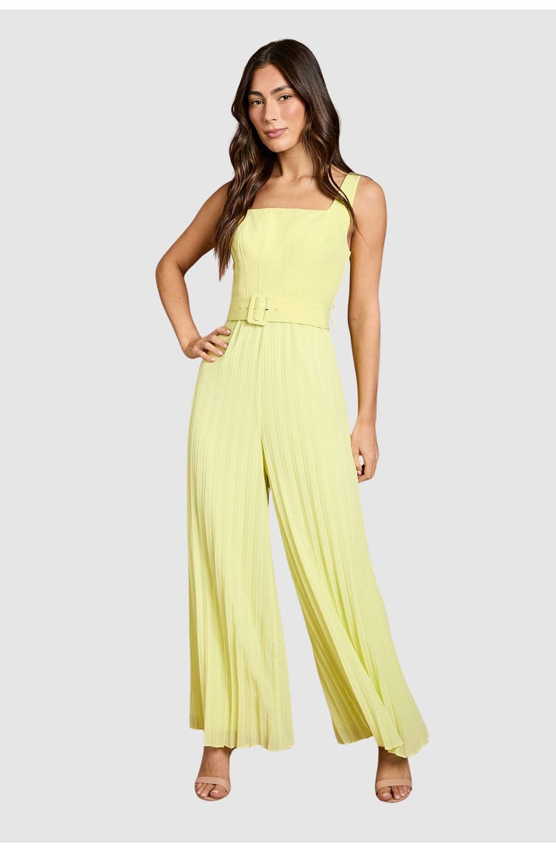 Coast Seam Detail Pleated Wide Leg Jumpsuit, Main, color, Lemon