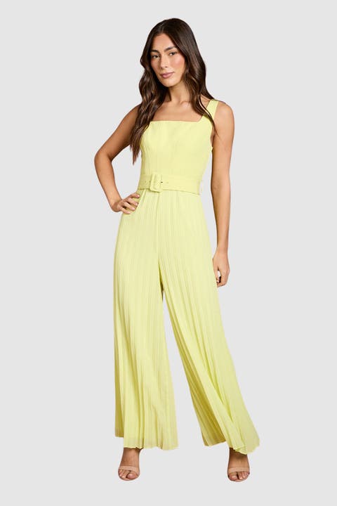 Seam Detail Pleated Wide Leg Jumpsuit